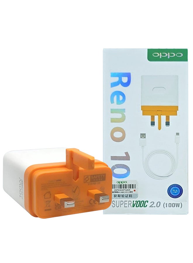أوبو شاحن حائط سوبر VOOC بقوة 100 واط (VCB8JACH) – محول رسمي لسلسلة رينو 10 | قابس 3 دبابيس للإمارات العربية المتحدة | كابل USB-C متضمن - Image 4