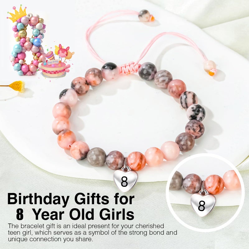 Chuchoter To My Daughter/Granddaughter/Niece Bracelet,Sweet Heart Natural Stone Beaded Bracelet For girl,Birthday Christmas Valentines Graduation Gifts for girl (8-years old) - Image 2