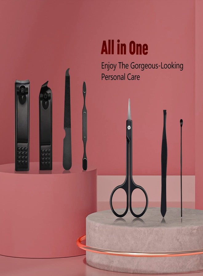 UMEINAC TECH 7 in 1 Manicure Set - Nail Clipper Set, Stainless Steel, Black - Image 2