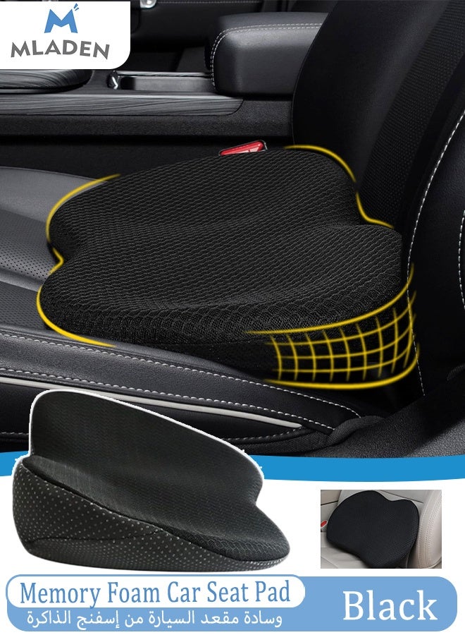 MLADEN Car Seat Cushion, Auto Memory Foam Wedge Seat Pad, Sciatica Tailbone Low Back Pain Relief Pillow for Driver, Breathable Non Slip Orthopedic Support Pad, Car Accessories (Black) - Image 1