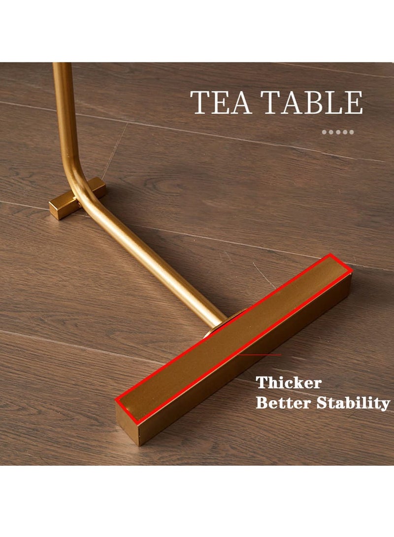 Arabest Small Side End Table New C Table Narrow Round Bed Sofa Couch Coffee Dinner Table for Snack Drink TV Tray, Slim Gold Rustic End Table Modern Simplicity, Metal and Wood - 24 Inch (Wood) - Image 5