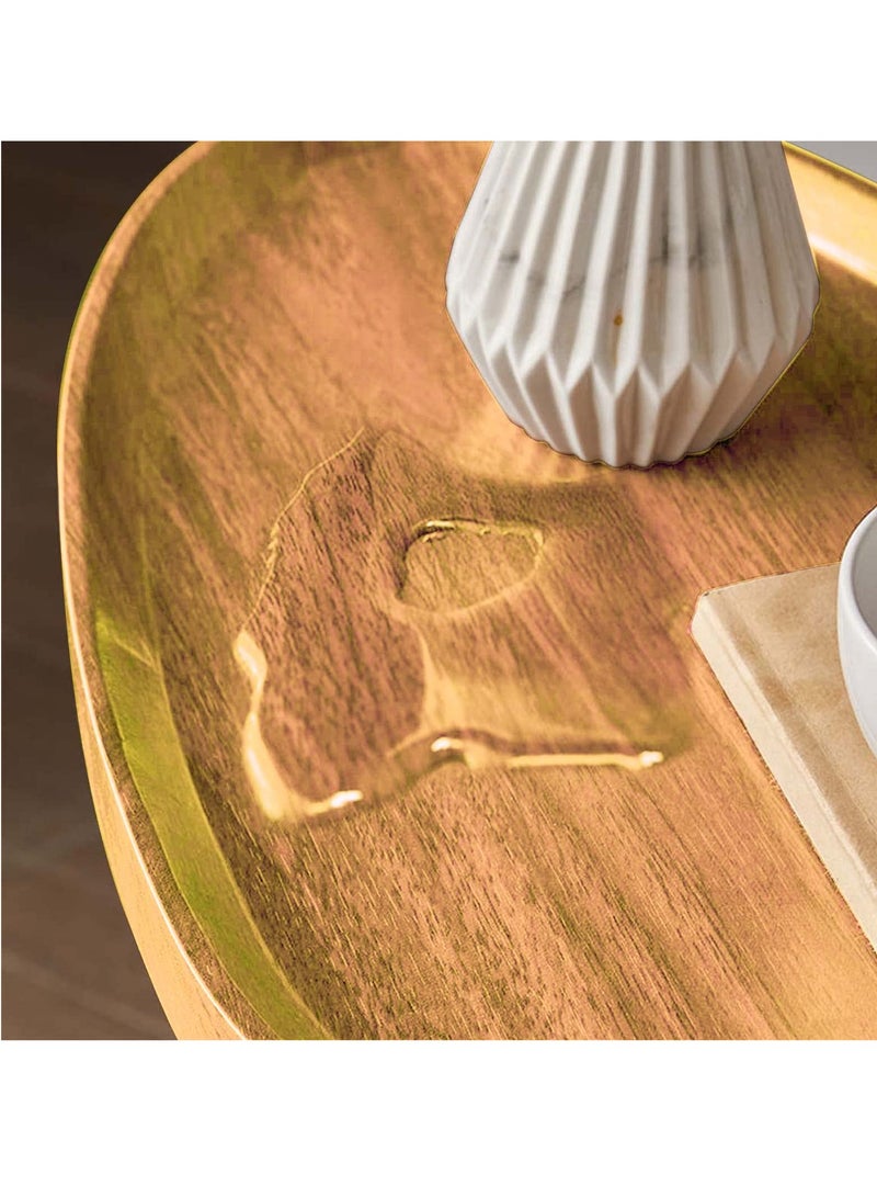 Arabest Small Side End Table New C Table Narrow Round Bed Sofa Couch Coffee Dinner Table for Snack Drink TV Tray, Slim Gold Rustic End Table Modern Simplicity, Metal and Wood - 24 Inch (Wood) - Image 3