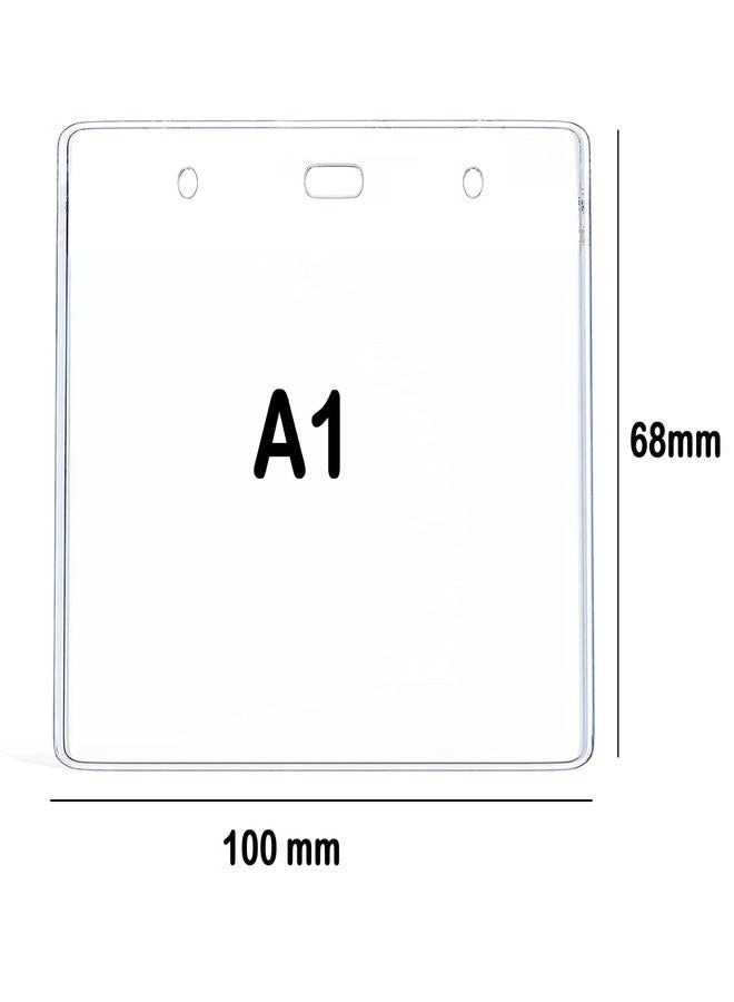 True-Ally 100 Pcs Clear Horizontal ID Card Name Badge Holder Size A1 - (100 x 68 mm) (4 x 2.6 inches) Waterproof for Offices, Schools, Conferences, Seminars, Trade Shows (Pack of 100 (A1 - 100 x 68 mm)) - Image 2
