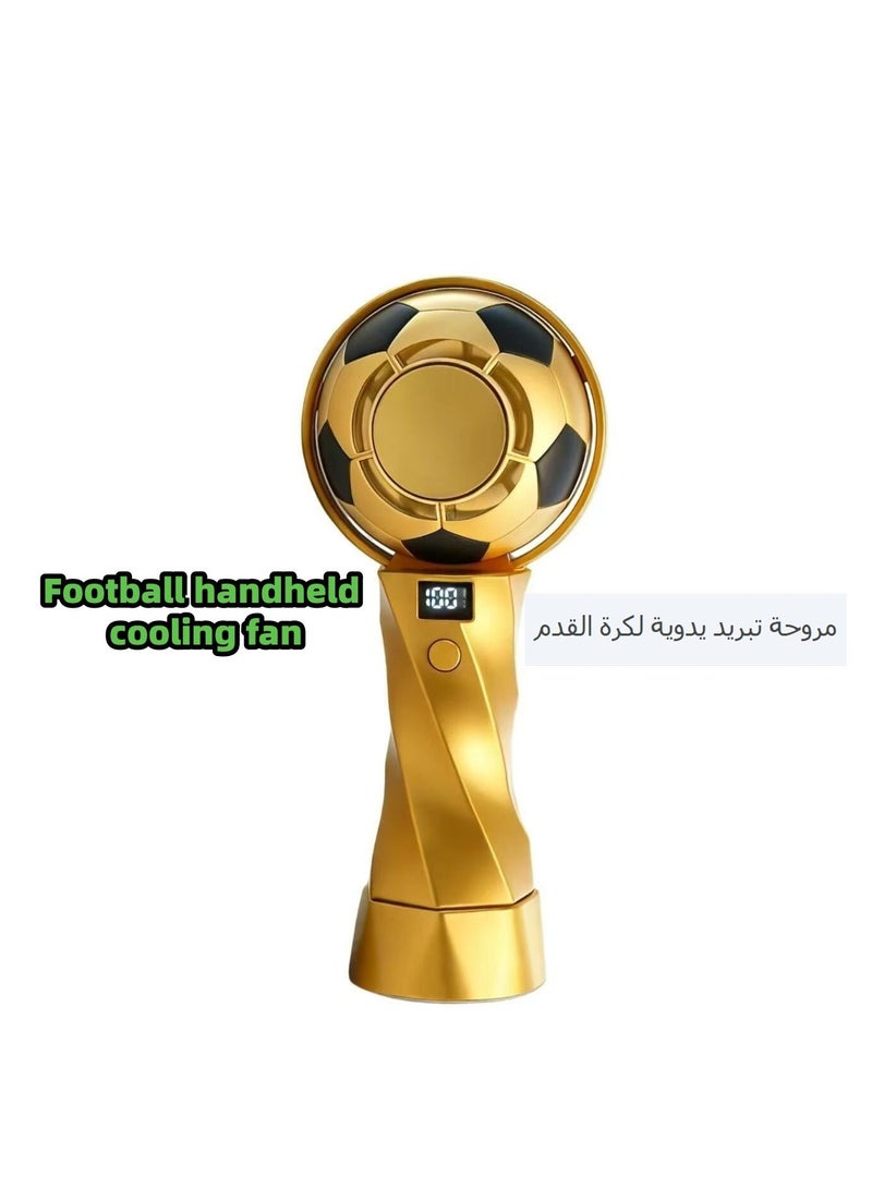 مروحة تبريد يدوية لكرة القدم لكأس العالم، مروحة توربينية صغيرة محمولة تعمل بأكياس الثلج شبه الموصلة، مع شاشة عرض رقمية للطاقة، قابلة للتعديل بست سرعات، بدون شفرات، صامتة، تدفق هواء قوي، مروحة جيب قابلة لإعادة الشحن.-ذهبي - Image 1