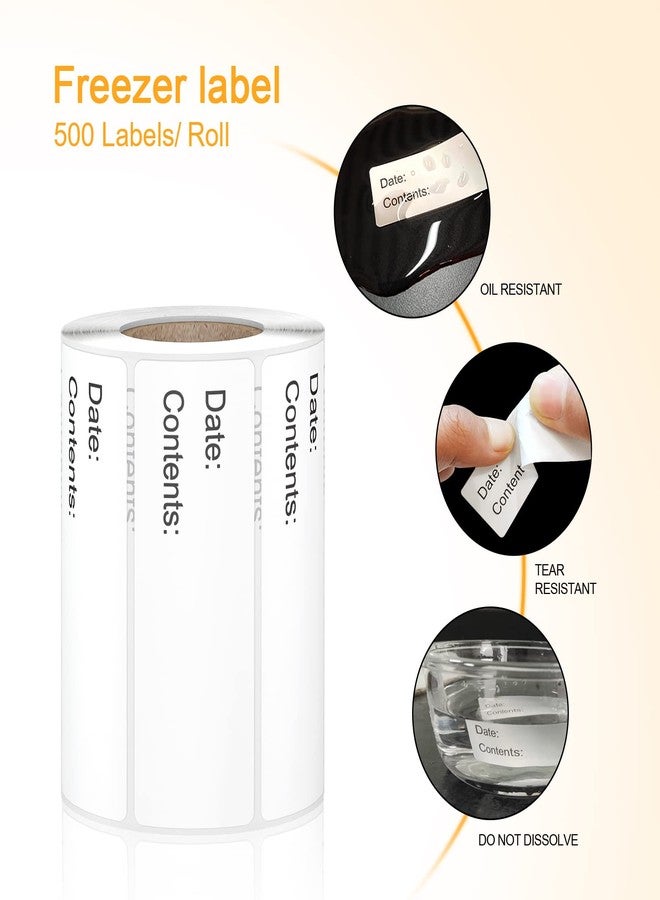 Labelebal 500pcs Food Labels,1 x 3 Inch Freezer Labels Removable for Food Containers, Mason Jar, Water/Oil/Tear Resistant,No Residue Food Storage Labels Perfect for Kitchen - Image 4