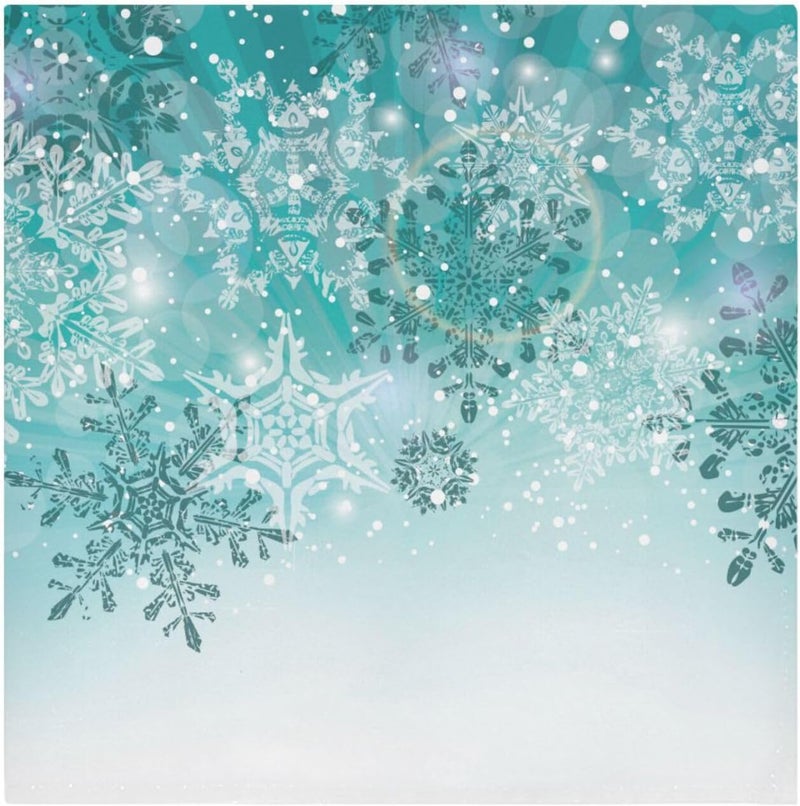 senya Christmas Cloth Napkin Silver Winter Teal Turquoise Snowflakes Christmas Cloth Napkin Set of 6 Washable Reusable Polyester Table Napkins for Family Dinner Party Holiday - Image 2