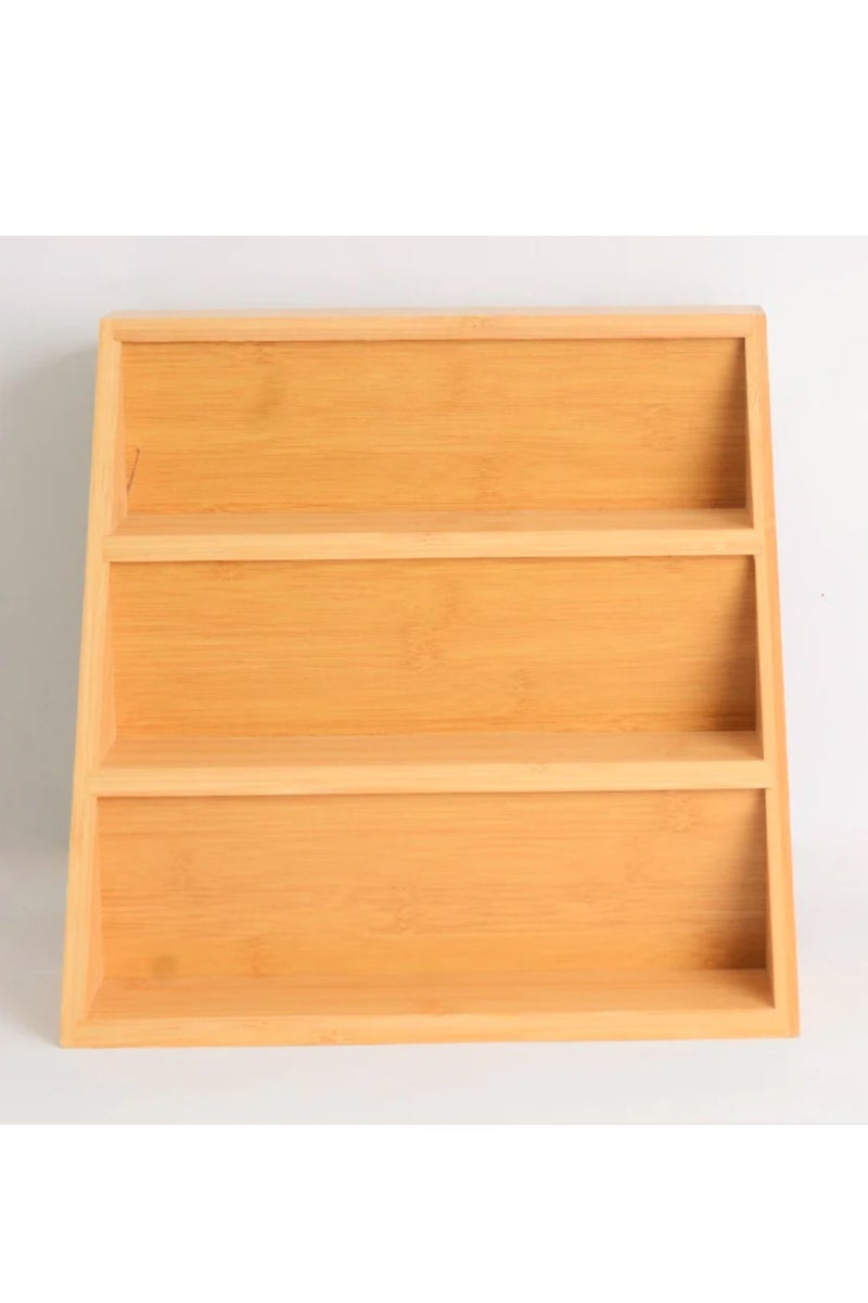 إيباسكت منظم رفوف التوابل من الخيزران للمطبخ والتسريحة  رف خشبي قوي للتنظيم برطمانات التوابل وتنظيم التسريحة والادوات  3 طبقات قائم بذاته - Image 2