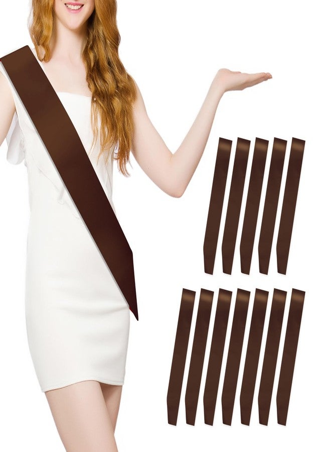 MDOZQ 12 Pcs Blank Satin Sash Party Favors - Brown Satin Sashes for Birthday, Wedding, Graduation, DIY, Beauty Pageant, Hen Party, Homecoming - Image 1