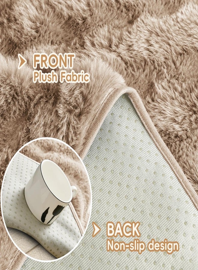 Arfntevss Couch Cover for Dogs Plush Washable Sofa Covers for 3 Cushion Couch Pet Friendly Fuzzy Faux Fur Sofa Slipcovers 3 Seat Anti-Slip Sectional Furniture Protector (Velvety Khaki, 35.5" x 71") - Image 4