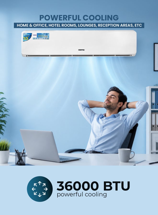 GEEPAS 3.0 TON Split Air Conditioner LED Display, 4D Airflow, with Auto Restart Function and Golden Fin Technology Ideal for Home and Office Hotel Rooms, Lounges, Reception Areas, etc. 5 Years Compressor Warranty 4230 W GACS3625CUE white - Image 3