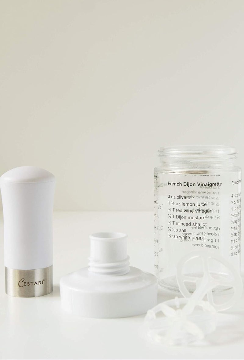 Cestari Original Salad Dressing Shaker: Borosilicate Glass Bottle with Mixer Insert, Leak-Proof Salad Dressing Blender and Dispenser with Measurements + Recipes, Reusable Vinaigrette Cruet - Image 5