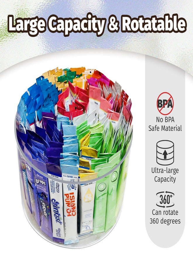 HALAGAS Drink Packet Organizer Drink Mix Organizer Water Packet Organizer Water Flavor Packet Organizer Lazy Susan Organizer for Drink Mixes Rotating Storage for Drink Mixes Necessities（Small Size） - Image 2
