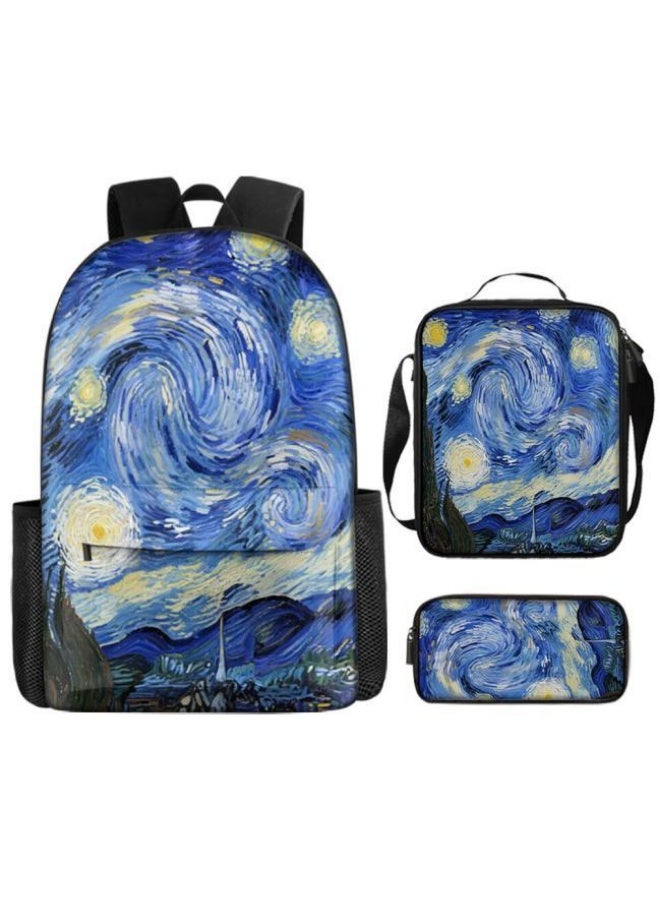 [Super new special offer] Cartoon theme bag three-piece set | double-shoulder + hand-held + storage pen bag | gift self-use good-looking - 398  - Image 1