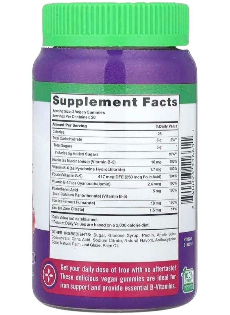 Nature's Truth - Essential Iron + B-Vitamins, Zinc, Natural Grape, 60 Gummies - Image 1