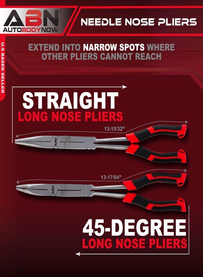 ABN Straight and 45-Degree Bent Needle Nose Pliers Set, Long Reach Pliers 2 Pack - Extra Extended Plier Kit with Curve Angled and Straight Angle, Professional Thin Nosed for Skinny Sharp Angles - Image 3