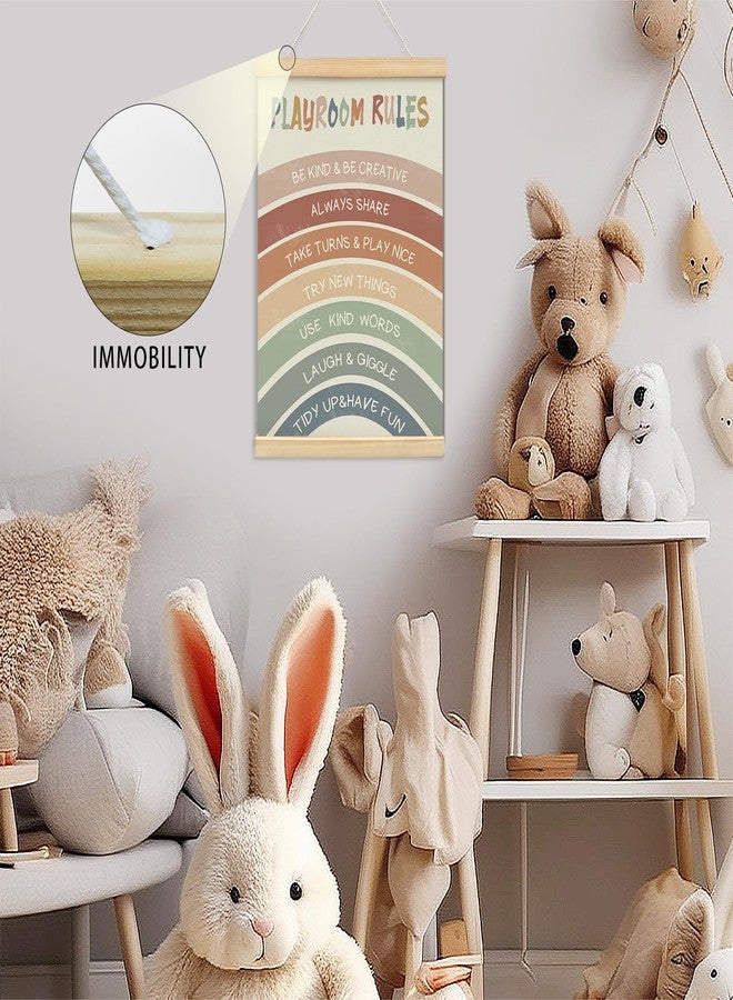 foedor Boho Rainbow Nursery Playroom Rules Wall Art with Wooden Frames,Playroom Wall Decor Canvas Hanging Banner,Playroom Sign Affirmations Prints Framed for Classroom Kids Room Wall Decor,12x16 Inch - Image 5