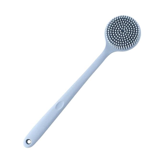 Simxen Fashion Bathing Brush Practical Back Cleaning Scrubber Back Rubbing Silicone Body Double Sided Long Handle Anti-slip Shower Bath Brush 100% BPA-Free, Hypoallergenic, Eco-Friendly - Image 1