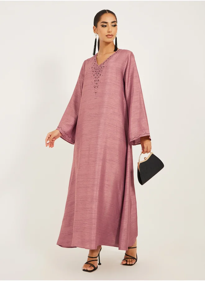 Styli Embellished V-Neck A-Line Jalabyia