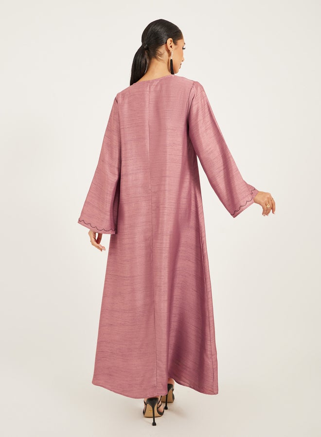 Styli Embellished V-Neck A-Line Jalabyia  - Image 5