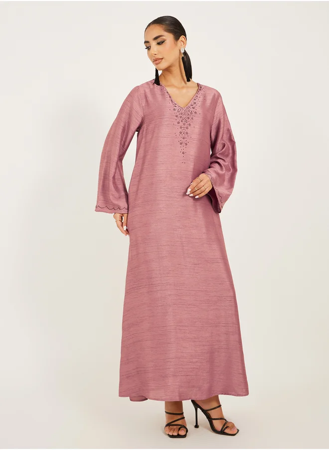 Styli Embellished V-Neck A-Line Jalabyia