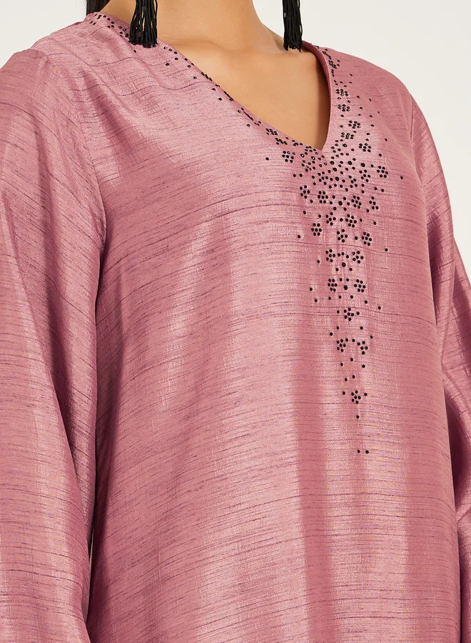 Styli Embellished V-Neck A-Line Jalabyia