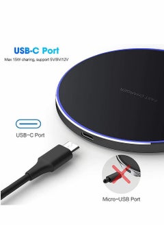 SYOSI 20W Max Fast Wireless Charging Pad Qi Certified for iPhone 13/12/SE/11/X Pro/2 15W Charge Mats Samsung S22/S21/S20/Note 20/10 Galaxy Buds/Buds+ (20W-Black)  - Image 2