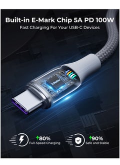 VOLTME USB C to USB C Cable 100W, PD 5A Fast Charging [1m/3.3ft] Double Nylon Braided Type-C Charging Cord, Compatible with iPhone 16 Pro/Max/Plus, 15/14/13 Series, iPad Pro/Air, MacBook Pro/Air, Galaxy S24/S23 Ultra, Huawei P60, Xiaomi, Tablets, LG, Google Pixel & More - Durable & High-Speed Charger (Grey)  - Image 2