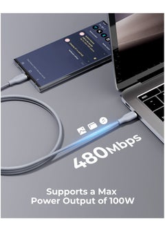 VOLTME USB C to USB C Cable 100W, PD 5A Fast Charging [1m/3.3ft] Double Nylon Braided Type-C Charging Cord, Compatible with iPhone 16 Pro/Max/Plus, 15/14/13 Series, iPad Pro/Air, MacBook Pro/Air, Galaxy S24/S23 Ultra, Huawei P60, Xiaomi, Tablets, LG, Google Pixel & More - Durable & High-Speed Charger (Grey)  - Image 5