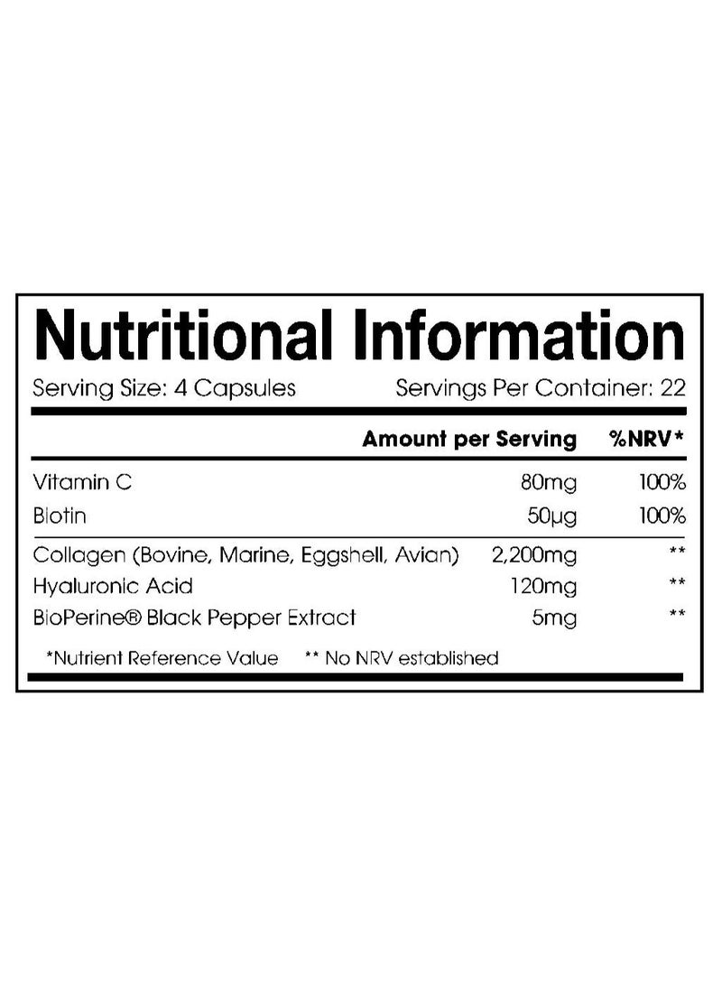 ALPHA01 Multi Collagen 2400 mg – Supports Skin, Hair, Nails & Joint Health, Made in UK, 90 Capsules - Image 3