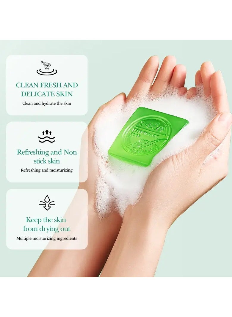 SADOER - Organic Aloe Vera Soap with Essential Oils - Deep Cleansing, Moisturizing, and Oil-Control for Face and Hands - Natural and Rich Foam for All Skin Types - Image 1
