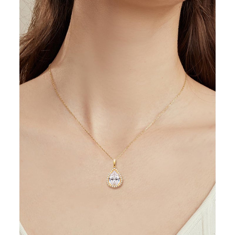 GULICX Crystal Jewelry Set for Women, 14K Gold Teardrop Crystal Necklace and Earrings Set, Clear Rhinestone Formal Wedding Prom Party Jewelry for Bride Bridesmaid Mother - Image 4