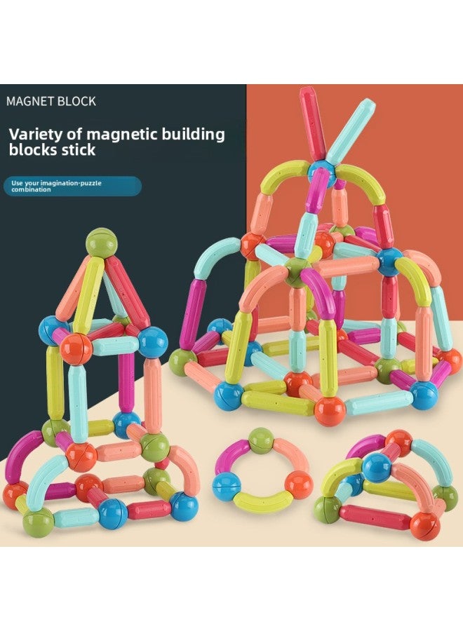 Children's Variety Magnetic Bar Suit Magnetic Building Blocks Large Particle Magnet Intelligence Toys Assembled Early Education Puzzle-Color:Magnetic Rod 50 Pieces - Image 4