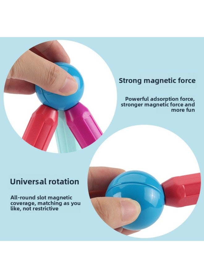 Children's Variety Magnetic Bar Suit Magnetic Building Blocks Large Particle Magnet Intelligence Toys Assembled Early Education Puzzle-Color:Magnetic Rod 50 Pieces - Image 3