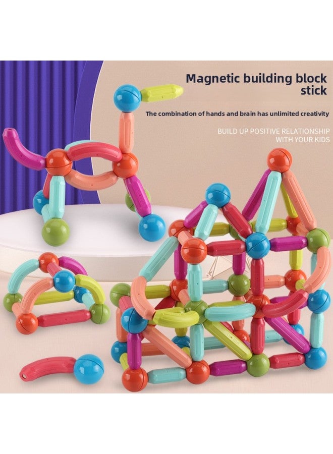 Children's Variety Magnetic Bar Suit Magnetic Building Blocks Large Particle Magnet Intelligence Toys Assembled Early Education Puzzle-Color:Magnetic Rod 50 Pieces - Image 2