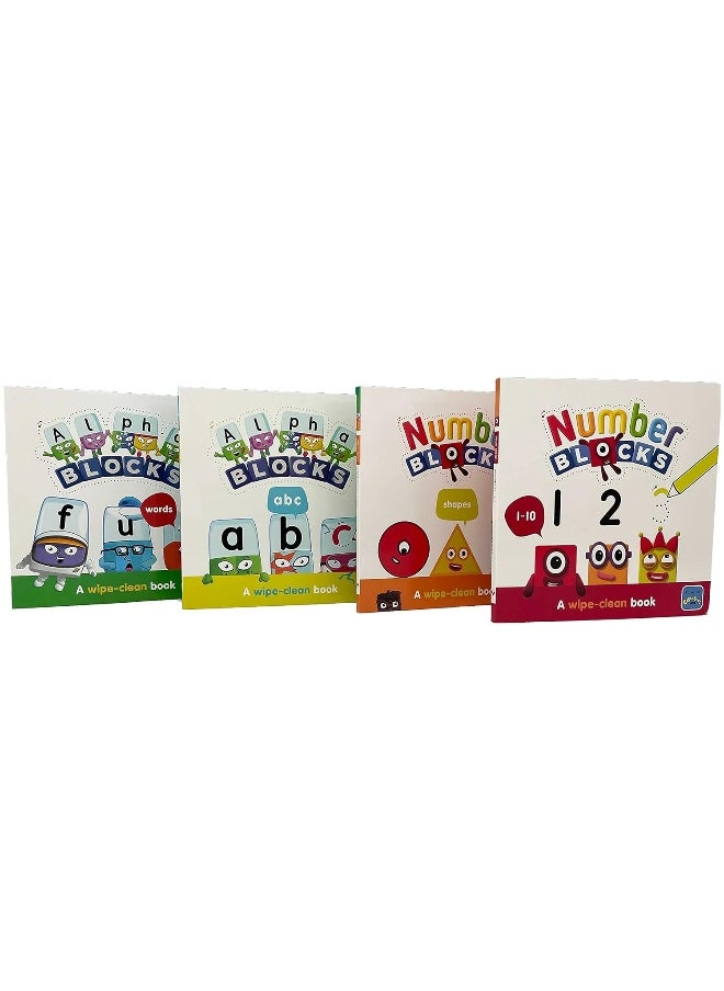 Numberblocks and Alphablocks: My First Numbers and Letters Set (4 wipe-clean books with pens included)