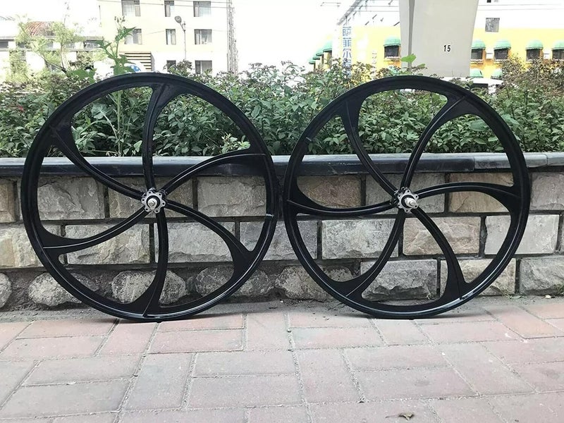 26 inch Mag Wheel Set Rims Front Rear 100x120mm for Single Speed Freewheel 26 Magnesium Bike Wheels Rim Black Disc Brake for Beach Cruisers MTBs Road Bicycle