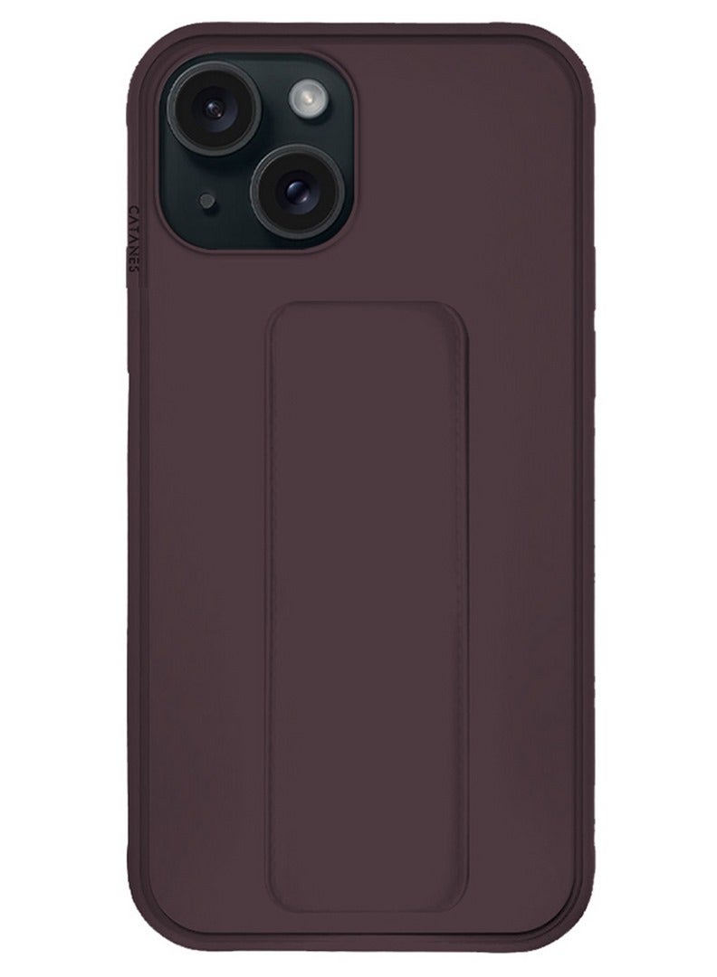 CATANES iPhone 15 Case Premium PU Leather Case with Stand Function Shockproof and Anti Scratch Finger Grip Case Cover Cherry  - Image 1