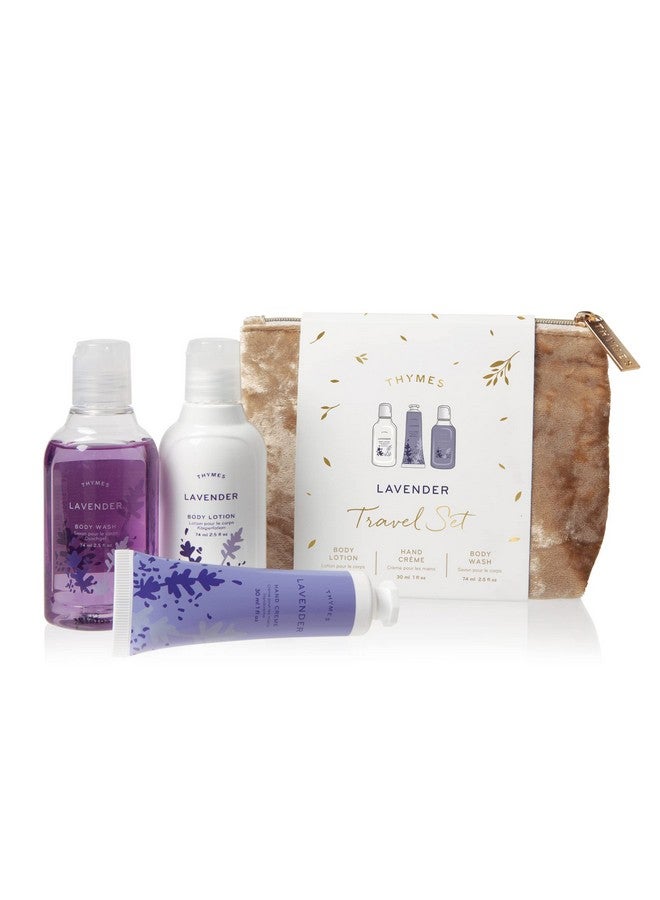 Thymes Thymes Travel Set and Beauty Bag - Contains Body Wash, Body Lotion & Hand Cream - Lavender - Image 1
