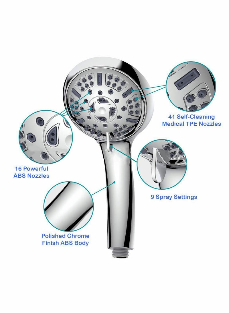 Shower Head High Pressure with Handheld, 6 Spray Modes  Settings Detachable Shower Head with Stretchable 59" 304 Stainless Steel Hose and Multi Angle Adjustable Shower Bracket - Image 3