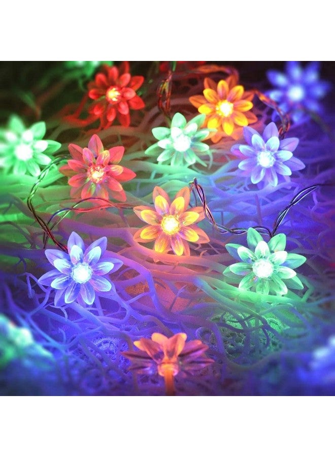 One94Store One94Store Double Silicone Flower String Light 14 LED 3 Meter Lotus Fairy Light for Home Decoration, Indoor Outdoor Decoration Waterproof Flower Light for Diwali, Christmas (Multicolor, Plug-in)  - Image 1