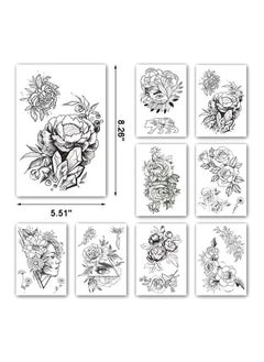 ORiTi 8 Sheets Geometric Waterproof Temporary Tattoo Sticker Black  - Image 2