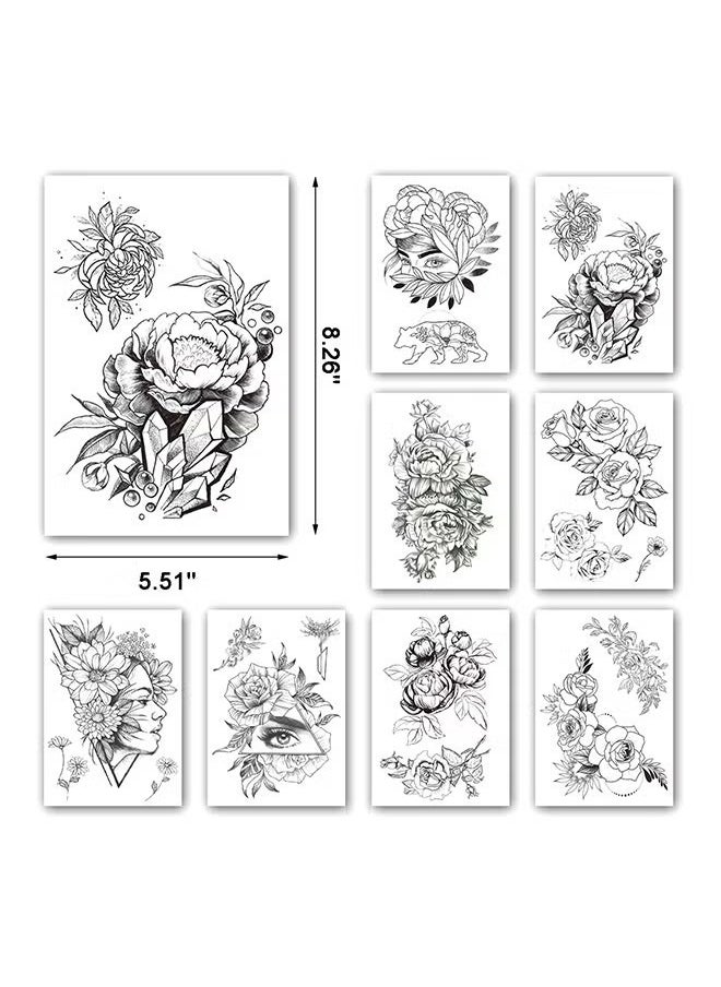 ORiTi 8 Sheets Geometric Waterproof Temporary Tattoo Sticker Black  - Image 4