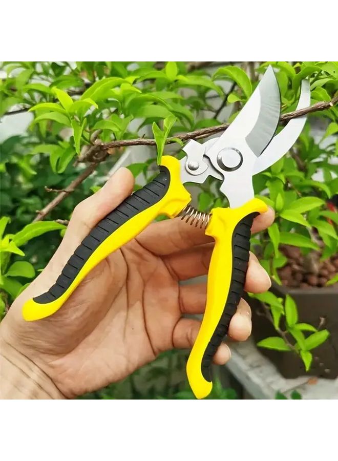 Yellow Professional Stainless Steel Pruning Shears Ergonomic Garden Scissors For Tree Branches Flowers Fruits - Image 5