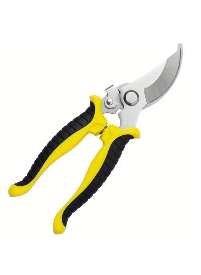 Yellow Professional Stainless Steel Pruning Shears Ergonomic Garden Scissors For Tree Branches Flowers Fruits - Image 1