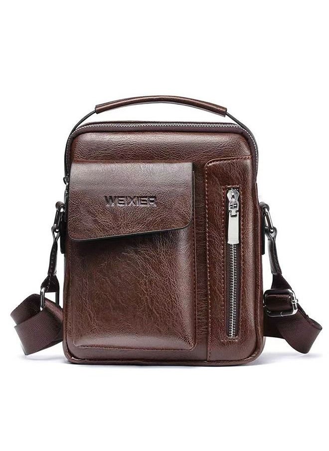 WEIXIER PU Leather Shoulder Bag dark brown 