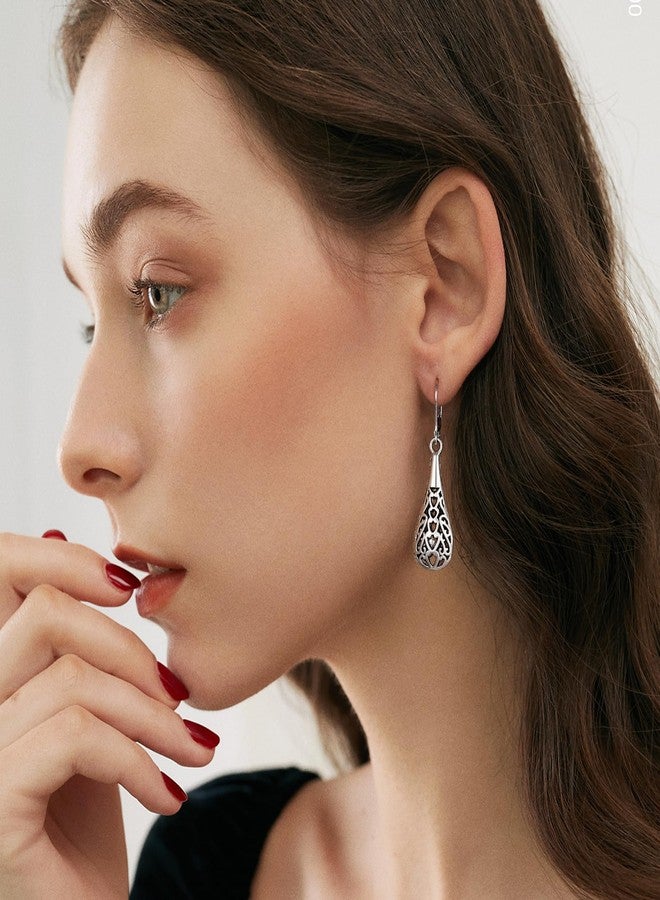 KesaPlan Silver Dangle Earrings for Women Silver Earrings Set, Boho Drop Earrings for Women, Hypoallergenic Trendy Earring Sets, Lightweight Dangling Teardrop Leverback Earrings Western Jewelry Gift for Women's (Hollow Set S-3) - Image 4