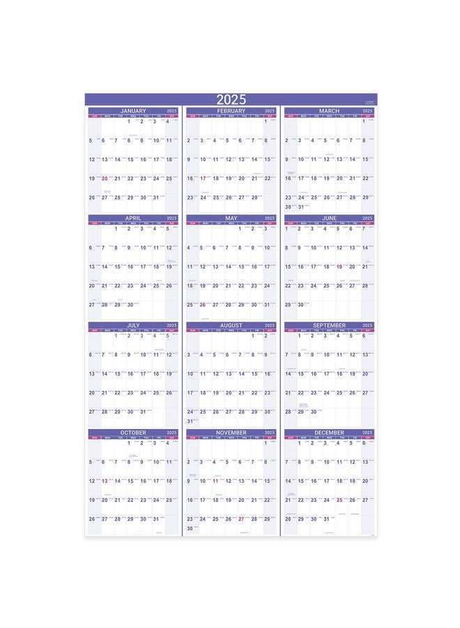 Artfan 2025 Yearly Wall Calendar - Yearly Wall Calendar 2025 From Jan.2025 To Dec.2025, 2025 Wall Calendar With Julian Date, Thick Paper, Vertical, 34.8" X 22.8" (Open) - Purple  - Image 1