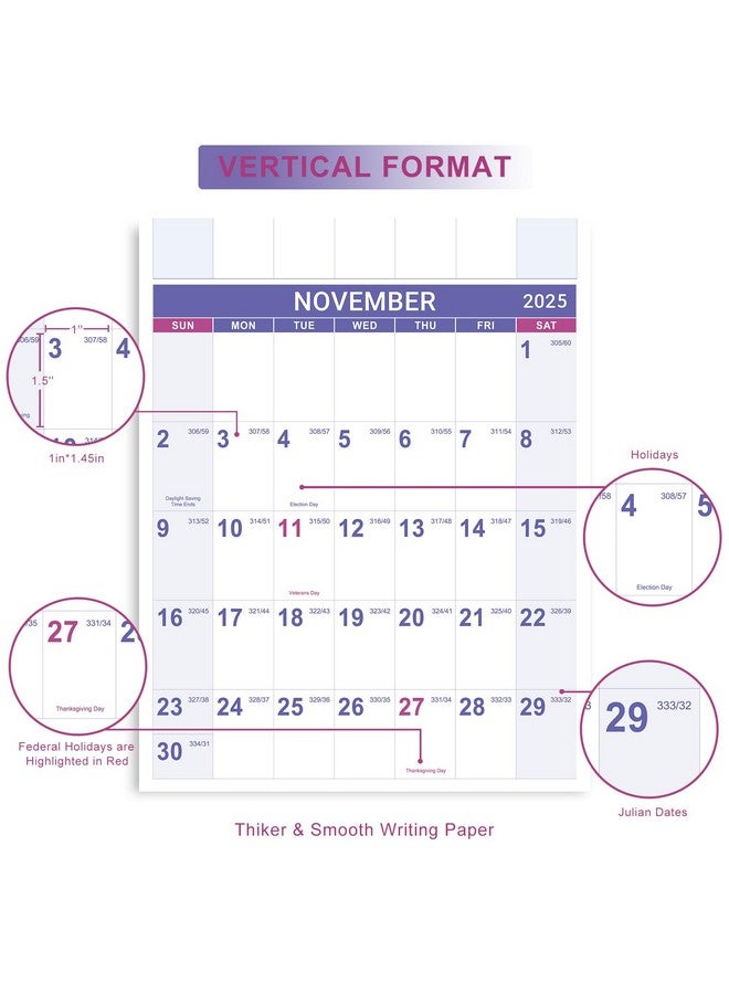 Artfan 2025 Yearly Wall Calendar - Yearly Wall Calendar 2025 From Jan.2025 To Dec.2025, 2025 Wall Calendar With Julian Date, Thick Paper, Vertical, 34.8" X 22.8" (Open) - Purple  - Image 3