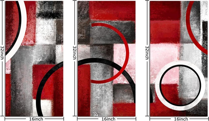 Kalormore Burgundy Red and Grey Geometric Circle Painting - Image 2