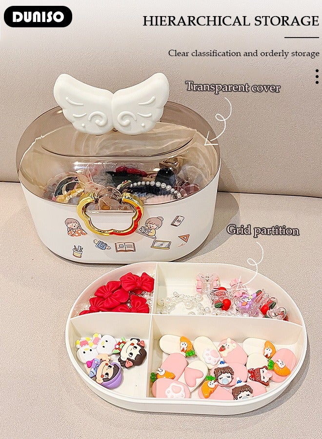 DUNISO 2 Layers Hair Accessories Storage Box with Lid, Hairband Hair Clip Jewelry Organizer, Desktop Storage Box, Portable Medicine Storage Box, Multipurpose Organizer Case for Hair Clips, Makeup, Sewing Art - Image 2